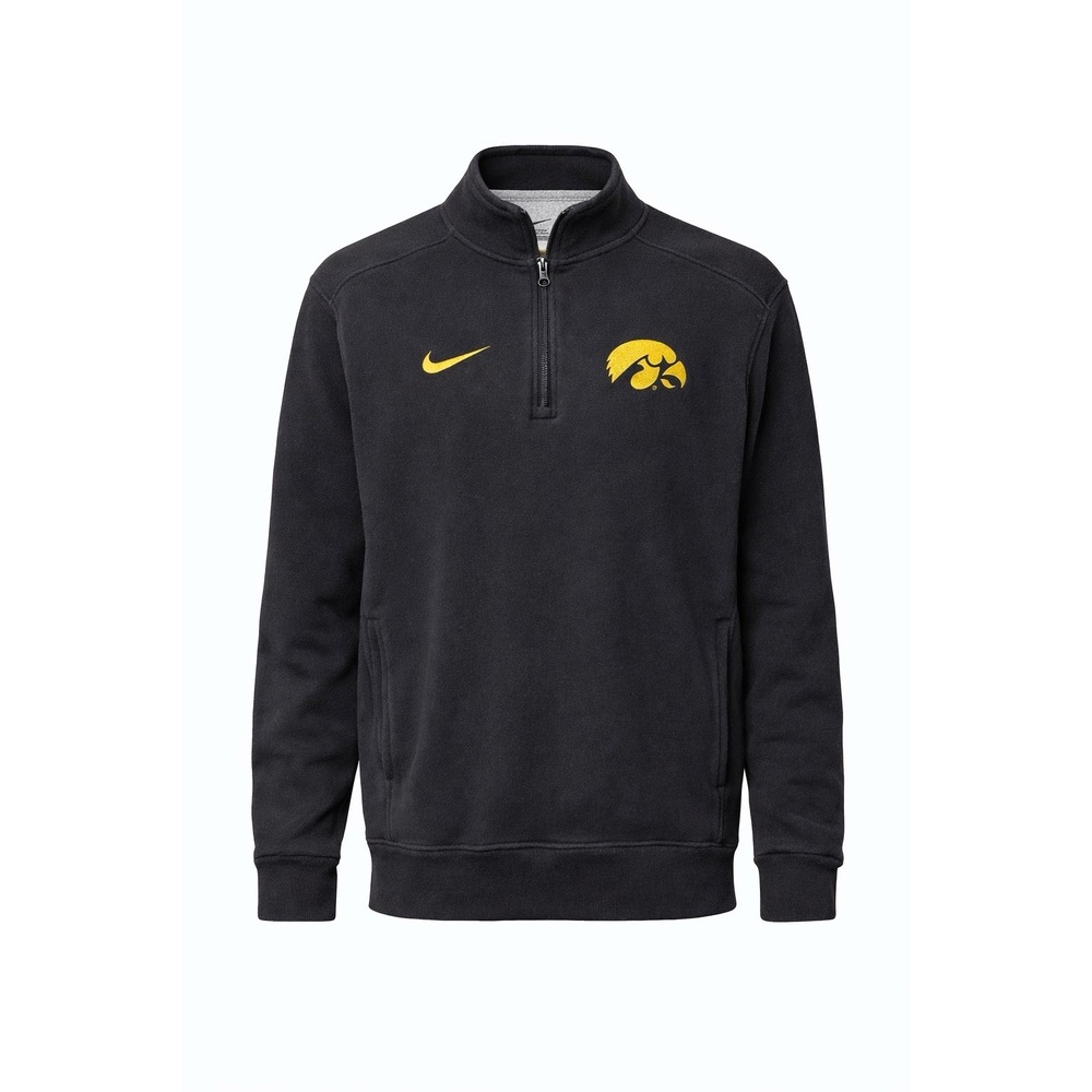 Nike Iowa Hawkeyes 1/4 Zip Pullover Mens Small Black Swoosh Sweatshirt